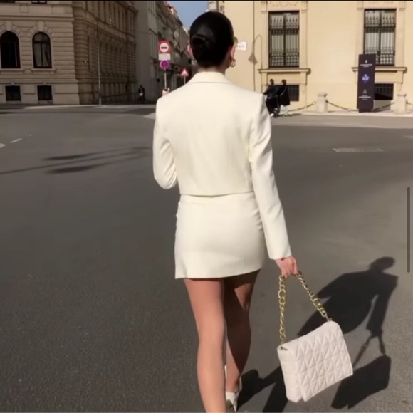 ZARA 2 Piece Cropped Blazer + Mini Skirt Wth Slit - Picture 5 of 15